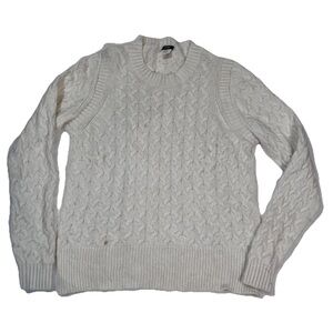 J.Crew‎ Fisherman Cable Knit Sweater Womens XL Wool Angora Rabbit Blend